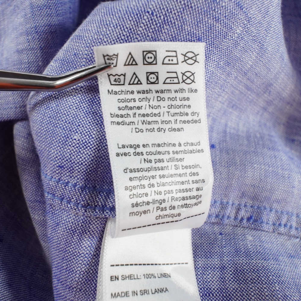 Untuckit Linen Button Up Shirt Large Slim Fit Blue Wrinkle Resistant Long Sleeve - Picture 8 of 13